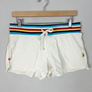 Y2K No Boundaries White Knit Shorts Striped Waistband Retro Sporty Size Medium J